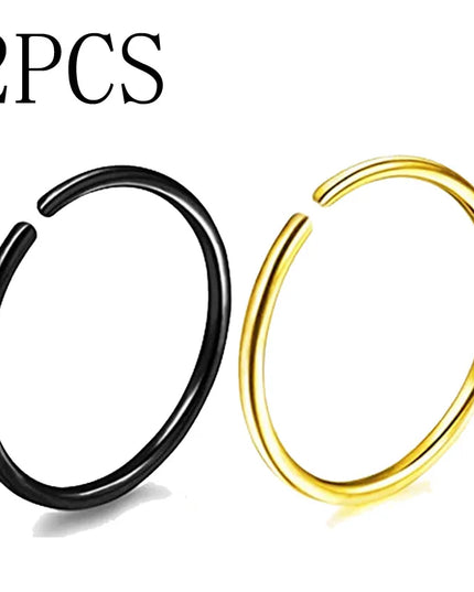 2Pcs 20G 0.8Mm Thin Fake Nose Ring Septum Helix Nostril Piercing Labret Lip Fake Piercing Titanium Cartilage Fake Earrings Hoop