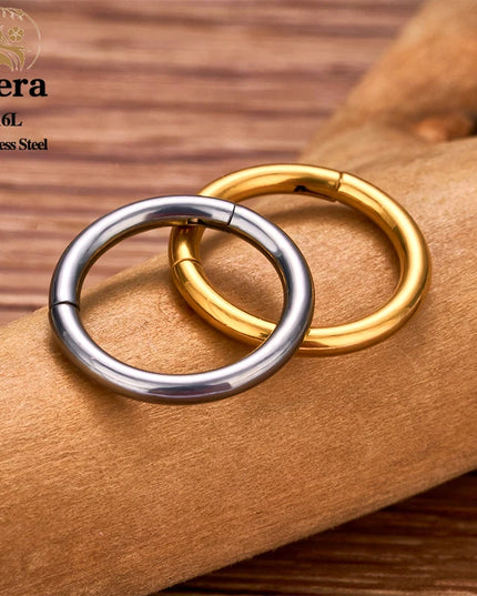 1/10PCS Stainless Steel Septum Clicker Hinged Segment round Nose Rings Hoop Ear Cartilage Helix Earrings Body Piercing Jewelry
