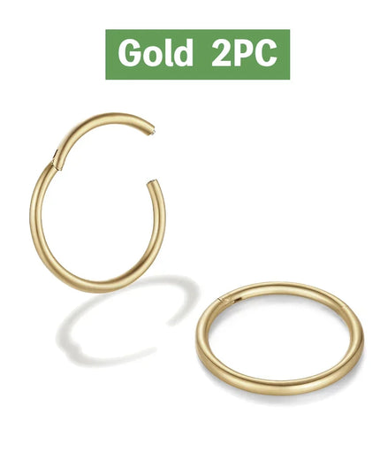 1/4Pairs 6/8/10/12Mm 316L Stainless Steel Nose Ring for Men Gold Color Hoop Earrings for Women Septum Tragus Piercing Jewelry