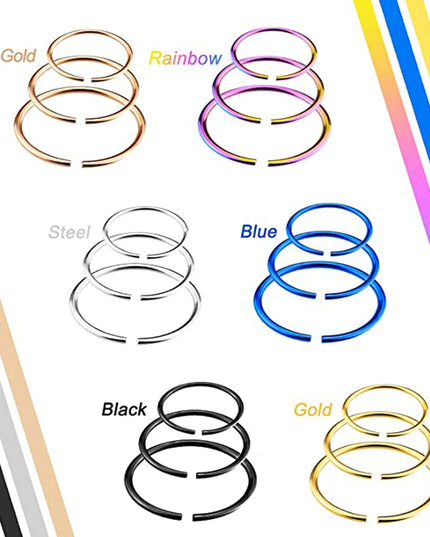 2Pcs 20G 0.8Mm Thin Fake Nose Ring Septum Helix Nostril Piercing Labret Lip Fake Piercing Titanium Cartilage Fake Earrings Hoop