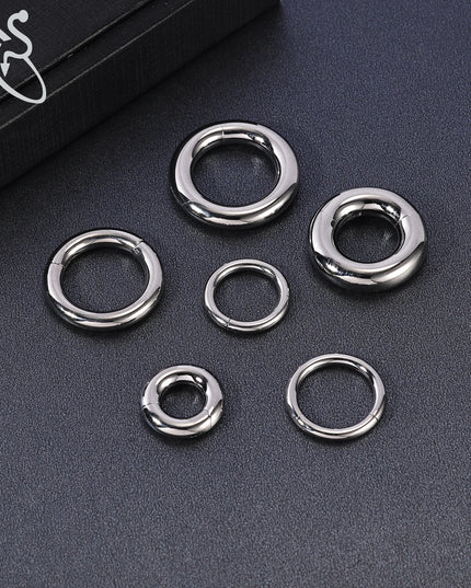 ZS 1PC G23 Titanium Hoop Earring for Women Silver Plated Circle Earring Large Gauge Seputm Nose Ring 2/4/6/8/10/12G Punk Earring