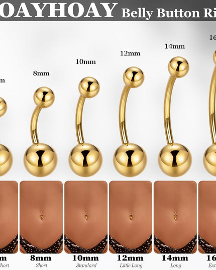 14G G23 Pure Titanium Belly Button Rings for Women Internally Threaded Curved Belly Rings Barbell Navel Rings Hypoallergenic Belly Piercing Jewelry 6-16Mm