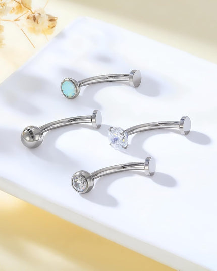 4 Pcs 14G Titanium Floating Belly Button Rings for Women Hypoallergenic Flat Back Belly Button Ring 8Mm/10Mm/12Mm/14Mm Internally Threaded CZ Navel Rings Piercing Jewelry