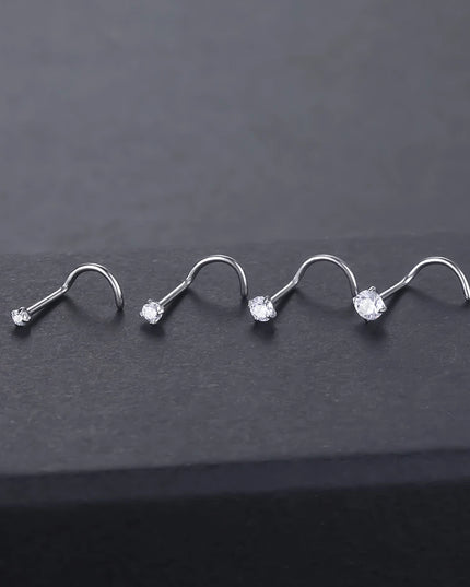 Implant Titanium Nose Stud Ring Set round CZ Crystal Nose Piercings 1.5/2/2.5/3MM Screw Nostril Piercing Earring Jewelry 20G