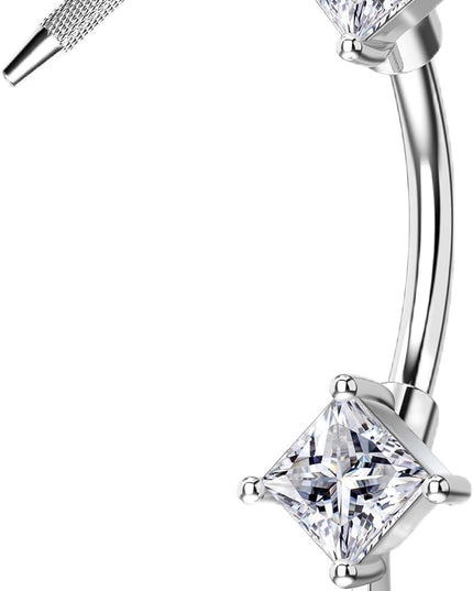Minimalist Rook Earrings 8MM Silver Rook Piercing Jewelry Stainless Steel Clear CZ 16G Belly Button Ring Curved Barbell