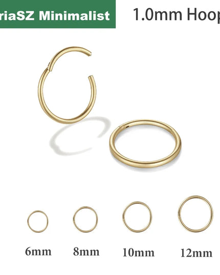 1/4Pairs 6/8/10/12Mm 316L Stainless Steel Nose Ring for Men Gold Color Hoop Earrings for Women Septum Tragus Piercing Jewelry