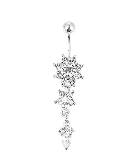 Crystal Belly Button Rings Navel Ring Zircon Drop Dangle Body Belly Piercing Jewelry for Women Beach Belly Navel Rings