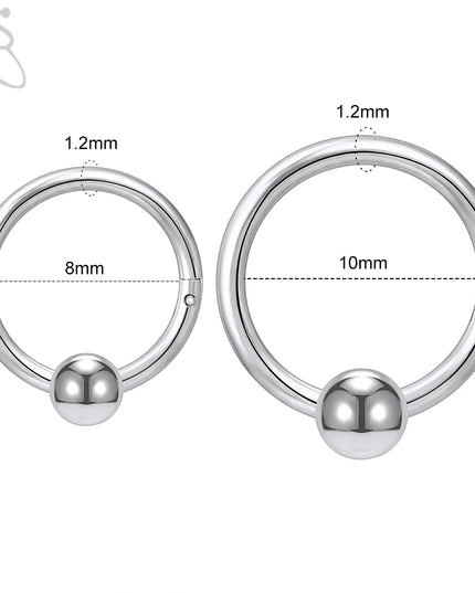 1 PC round 316L Stainless Steel Nose Ring Men 16G Septum Clicker 8MM/10MM Punk Rock Ear Helix Septum Rings Piercing Jewelry