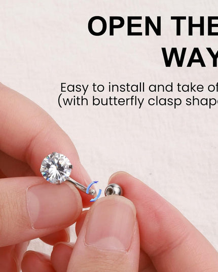 14G Stainless Steel Belly Button Rins, Heart CZ Belly Barbell Piercings, Cute Navel Piercing Jewelry for Women