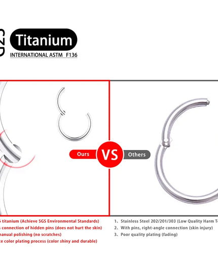 G23 Titanium 20G Earrings Nose Ring Septum Hoop Piercing Body for Women Man Segment Lip Rings Cartilage Tragus Ear ​Jewelr