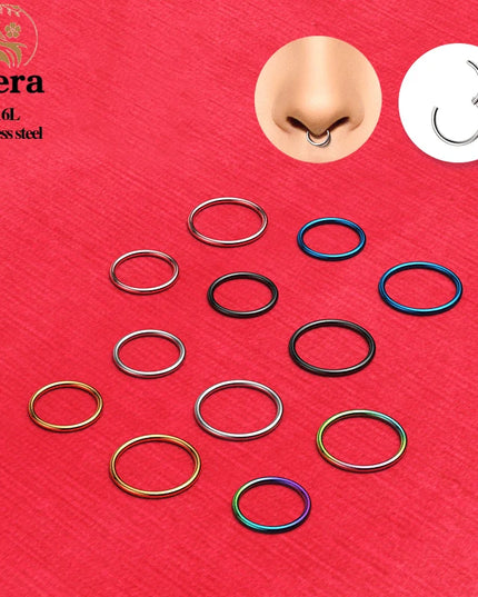 1/10PCS Stainless Steel Septum Clicker Hinged Segment round Nose Rings Hoop Ear Cartilage Helix Earrings Body Piercing Jewelry