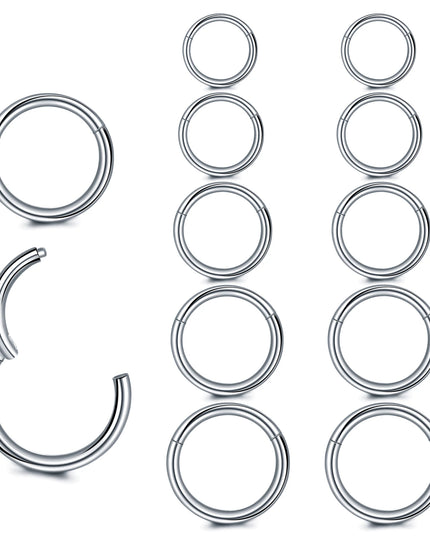 1PC Surgical Steel Hinged Clicker Segment Nose Rings Helix Cartilage Septum Hoop Daith Nariz Lip Ear Piercings Women Men Jewelry
