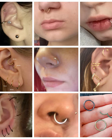 1PC Hinged Segment Nose Hoop Rings Women Surgical Steel Nose Rings Septum Clicker Ring Ear Daith Hoop Earring Piercing Jewelry