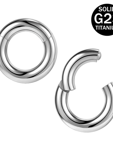ZS 1PC G23 Titanium Hoop Earring for Women Silver Plated Circle Earring Large Gauge Seputm Nose Ring 2/4/6/8/10/12G Punk Earring