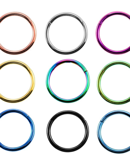 1PC G23 Titanium Hinged Segment Nose Ring 16G&14G Nipple Clicker Ear Cartilage Tragus Helix Lip Piercing Unisex Fashion Jewelry