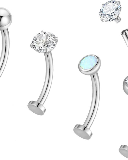 4 Pcs 14G Titanium Floating Belly Button Rings for Women Hypoallergenic Flat Back Belly Button Ring 8Mm/10Mm/12Mm/14Mm Internally Threaded CZ Navel Rings Piercing Jewelry