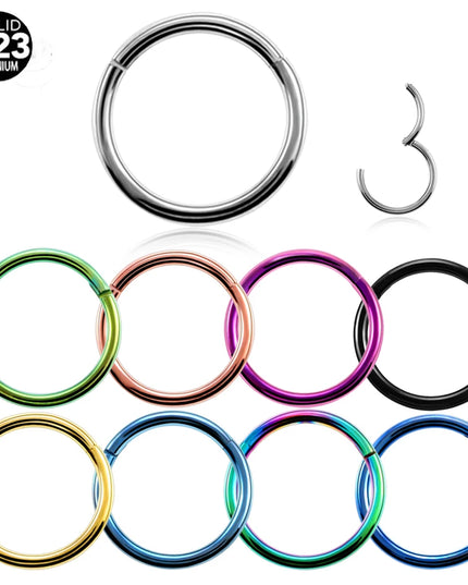 1PC G23 Titanium Hinged Segment Nose Ring 16G&14G Nipple Clicker Ear Cartilage Tragus Helix Lip Piercing Unisex Fashion Jewelry