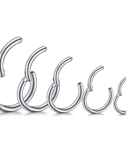 1PC Surgical Steel Hinged Clicker Segment Nose Rings Helix Cartilage Septum Hoop Daith Nariz Lip Ear Piercings Women Men Jewelry