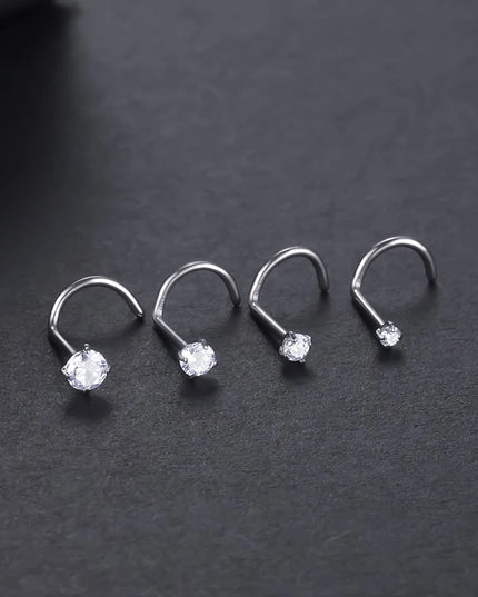Implant Titanium Nose Stud Ring Set round CZ Crystal Nose Piercings 1.5/2/2.5/3MM Screw Nostril Piercing Earring Jewelry 20G