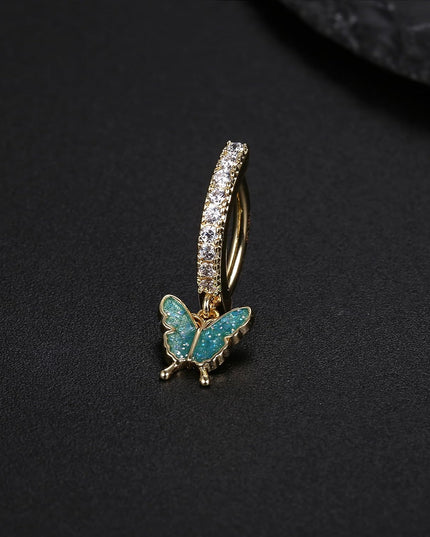 14K Gold Filled Belly Button Ring Hypoallergenic Surgical Stainless Steel Clicker Belly Rings Hoop CZ Butterfly Heart Teardrop Flower Reverse Belly Button Rings Belly Piercings Jewelry for Women 14G Navel Ring