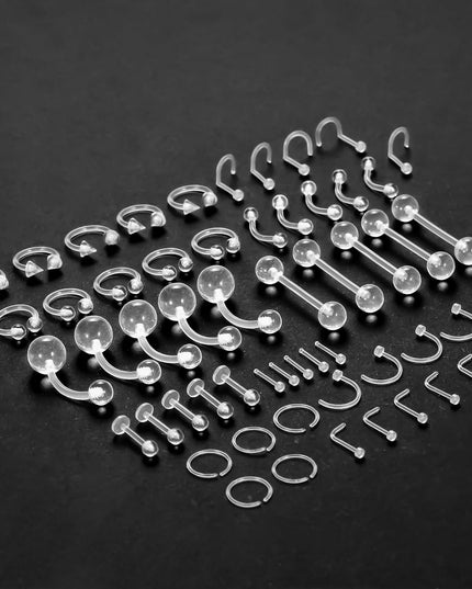 Clear Piercing Retainers Flexible Bioflex 14G 16G 20G Navel Belly Button Ring Lip Labret Eyebrow Tongue Barbells Cartilage Tragus Earrings Retainer