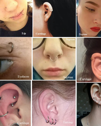 1PC G23 Titanium Hinged Segment Nose Ring 16G&14G Nipple Clicker Ear Cartilage Tragus Helix Lip Piercing Unisex Fashion Jewelry