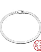 White Gold Color 3 Mm190mm / 925 Silver