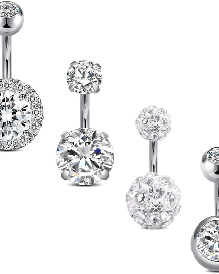 1/4 Inch Short Belly Button Rings 14G 6Mm Stainless Steel Short Belly Navel Button Rings for Women Men
