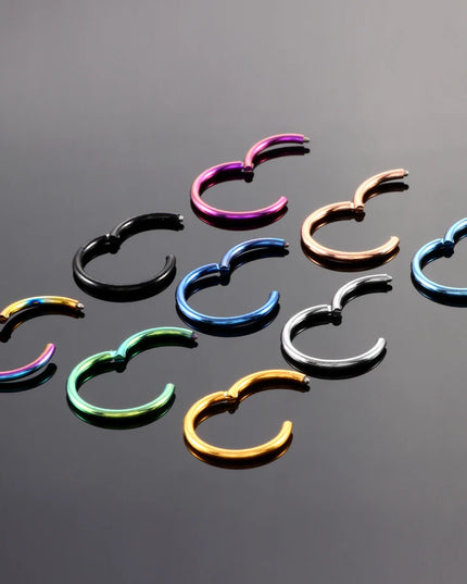 1PC G23 Titanium Hinged Segment Nose Ring 16G&14G Nipple Clicker Ear Cartilage Tragus Helix Lip Piercing Unisex Fashion Jewelry