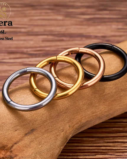 1/10PCS Stainless Steel Septum Clicker Hinged Segment round Nose Rings Hoop Ear Cartilage Helix Earrings Body Piercing Jewelry