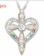 Love heart shaped cross / 6PCS