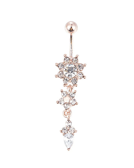 Crystal Belly Button Rings Navel Ring Zircon Drop Dangle Body Belly Piercing Jewelry for Women Beach Belly Navel Rings