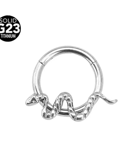 ASTM F136 G23 Titanium 16G Snake Bee Moon Flame Septum Piercing Heart Tusk Helix Hinged Daith Conch Earring Opal Hoop Nose Ring