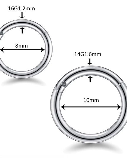 1PC Hinged Segment Nose Hoop Rings Women Surgical Steel Nose Rings Septum Clicker Ring Ear Daith Hoop Earring Piercing Jewelry