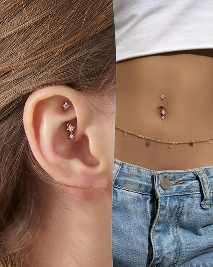 Minimalist Rook Earrings 8MM Silver Rook Piercing Jewelry Stainless Steel Clear CZ 16G Belly Button Ring Curved Barbell