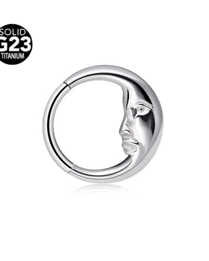 ASTM F136 G23 Titanium 16G Snake Bee Moon Flame Septum Piercing Heart Tusk Helix Hinged Daith Conch Earring Opal Hoop Nose Ring