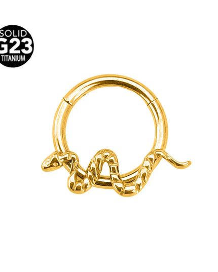ASTM F136 G23 Titanium 16G Snake Bee Moon Flame Septum Piercing Heart Tusk Helix Hinged Daith Conch Earring Opal Hoop Nose Ring