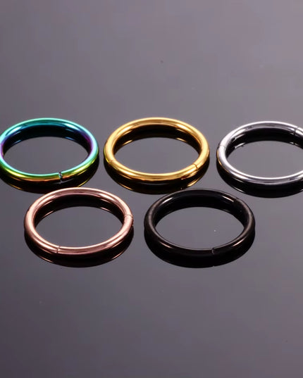 1PC Hinged Segment Nose Hoop Rings Women Surgical Steel Nose Rings Septum Clicker Ring Ear Daith Hoop Earring Piercing Jewelry