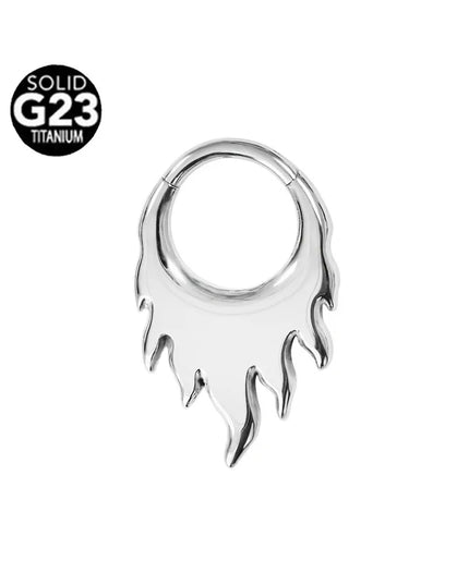 ASTM F136 G23 Titanium 16G Snake Bee Moon Flame Septum Piercing Heart Tusk Helix Hinged Daith Conch Earring Opal Hoop Nose Ring
