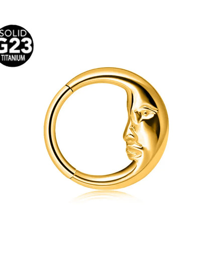 ASTM F136 G23 Titanium 16G Snake Bee Moon Flame Septum Piercing Heart Tusk Helix Hinged Daith Conch Earring Opal Hoop Nose Ring