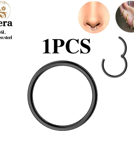 1/10PCS Stainless Steel Septum Clicker Hinged Segment round Nose Rings Hoop Ear Cartilage Helix Earrings Body Piercing Jewelry