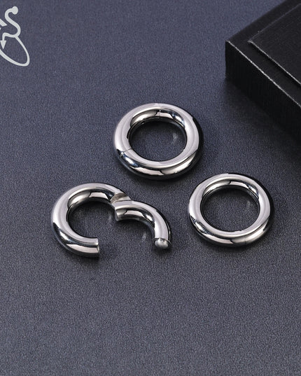 ZS 1PC G23 Titanium Hoop Earring for Women Silver Plated Circle Earring Large Gauge Seputm Nose Ring 2/4/6/8/10/12G Punk Earring