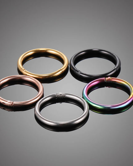 1PC 12G-20G Septum Piercing Surgical Steel Clicker Hinged Segment Ring Goth Nose Hoop Earrings Lip Ear Cartilage Helix Piercings
