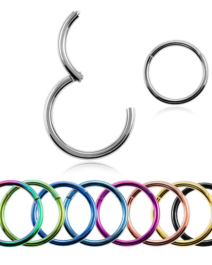 1PC G23 Titanium Hinged Segment Nose Ring 16G&14G Nipple Clicker Ear Cartilage Tragus Helix Lip Piercing Unisex Fashion Jewelry