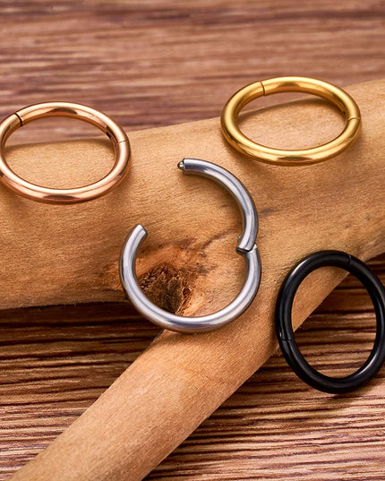 1/10PCS Stainless Steel Septum Clicker Hinged Segment round Nose Rings Hoop Ear Cartilage Helix Earrings Body Piercing Jewelry