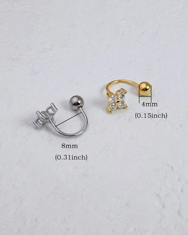 1Pc Zircon Flower-Shaped Nose Ring,14K Gold Plated Stainless Steel Piercing Jewelry for Women Daily Wear Body Piercing Accessory