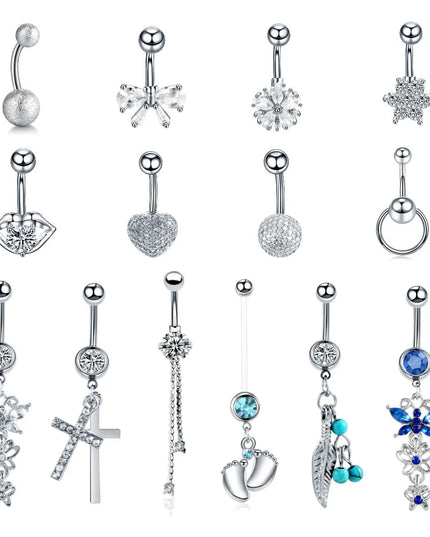 1PC Belly Button Piercing Crystal Ball Butterfly Navel Piercing Stainless Steel Belly Button Ring Cartilage Earring Jewelry