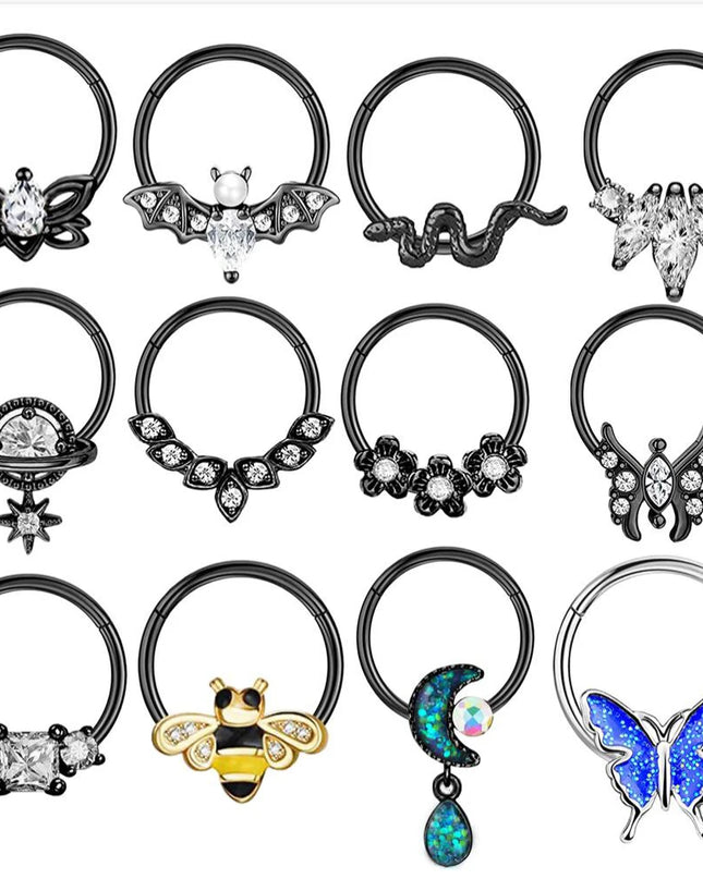 16G Stainless Steel Septum Ring Nose Hoop Ring Bee Bat Septum Piercing  Cartilage Hoop Helix Tragus Daith Small Earrings