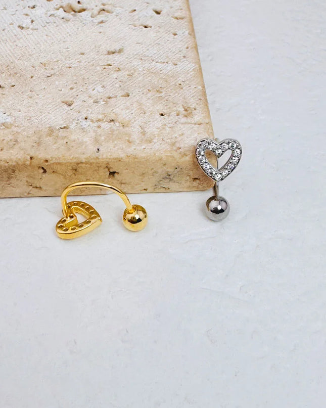 1Pc Zircon Heart-Shaped Nose Ring, 14K Gold Plated Stainless Steel Piercing Jewelry for Women Daily Wear Body Piercing Accessory