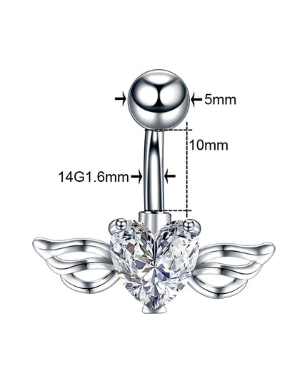 1PC Belly Button Piercing Crystal Ball Butterfly Navel Piercing Stainless Steel Belly Button Ring Cartilage Earring Jewelry